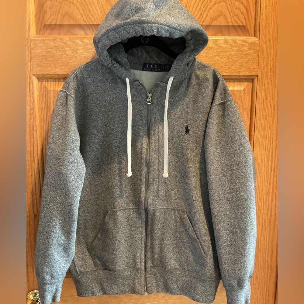 Polo Ralph Lauren Full Zip Heavyweight Cotton Gray Heather Hoodie Size Large - Picture 3 of 6